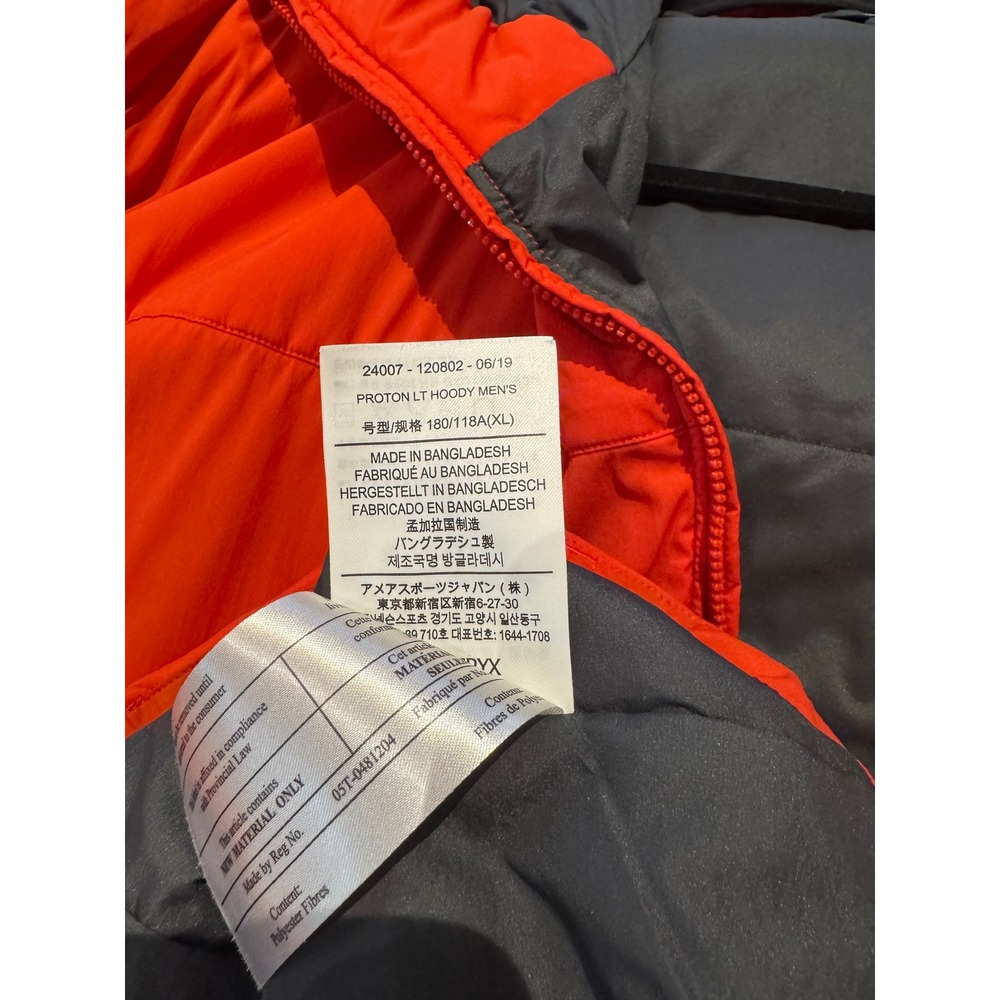 Arc'teryx Proton LT Hoody Mens Insulated Jacket Red Orange Size XL - Picture 7 of 15